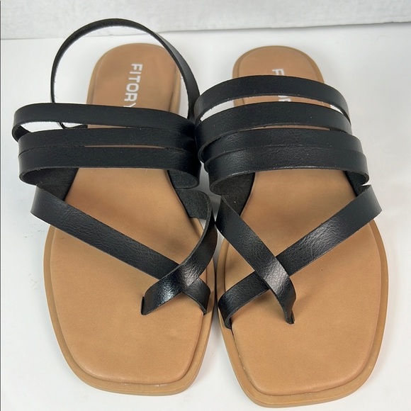 Black and Tan Minimalist Strappy Sandals-New-Size 11 - Picture 2 of 6